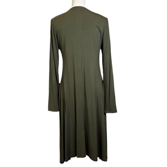 GO Couture Long Sleeve Midi Dress Super Stretch Olive Green Size Large - Picture 3 of 8